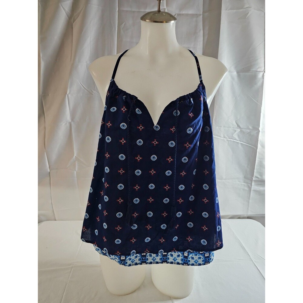Red Camel Tank Top Blue Red and White string straps NWT size xl